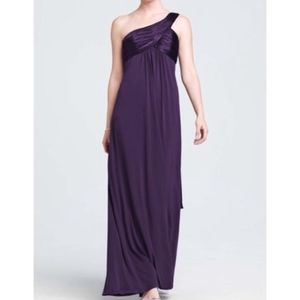 Deep plum one shoulder bridesmaid dress